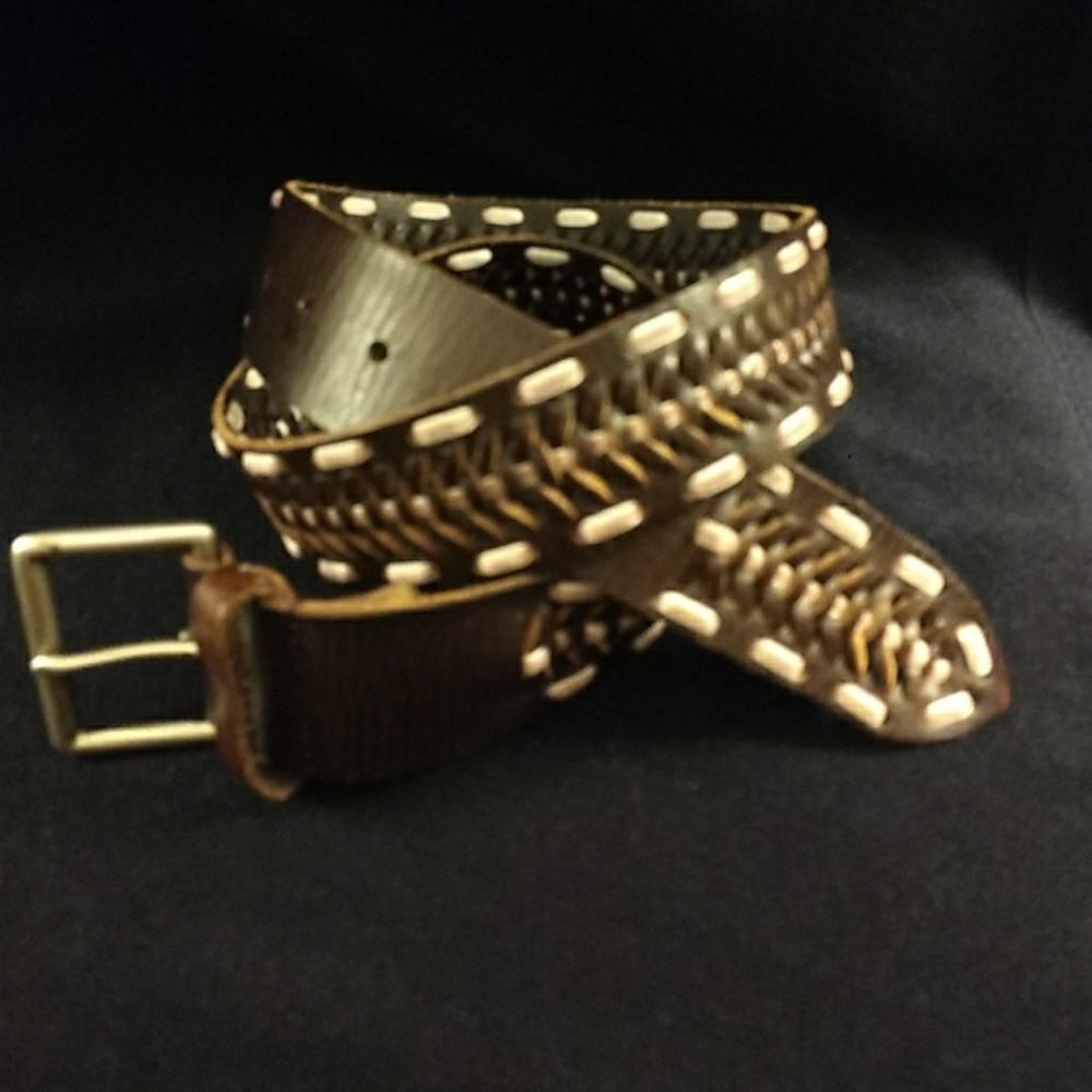 Linea Pelle woven leather belt w velvet ribbon